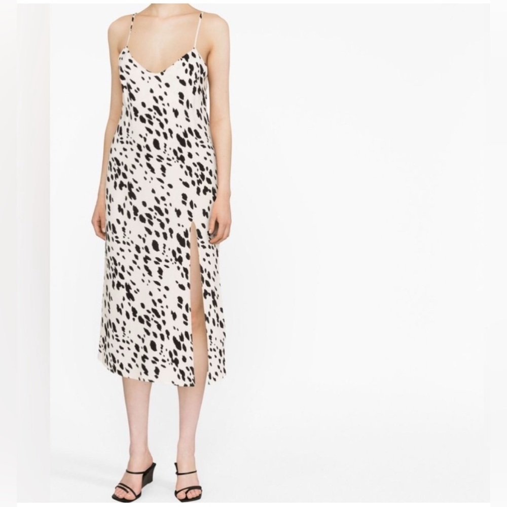 Reformation Crimini Black/White Cheetah print Midi Dress - Women's Size 8